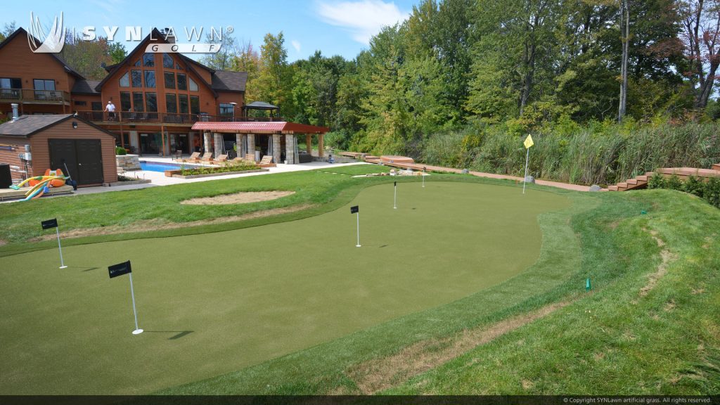 residential putting green in backyard Indiana