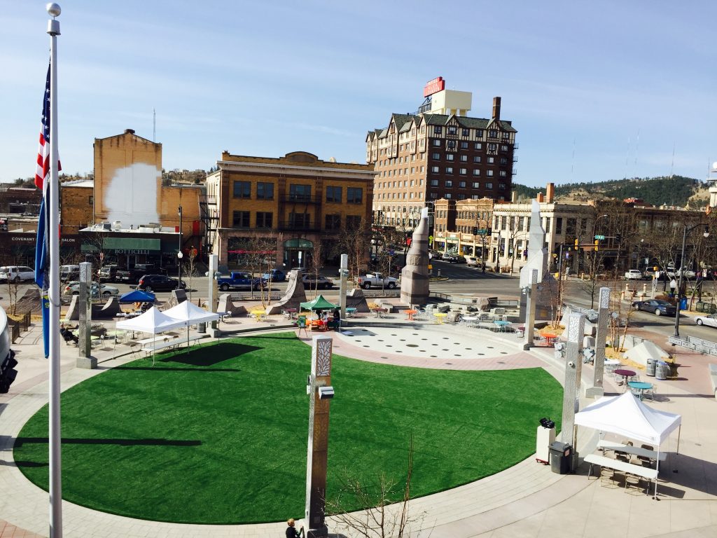 Indiana town center artificial lawn install