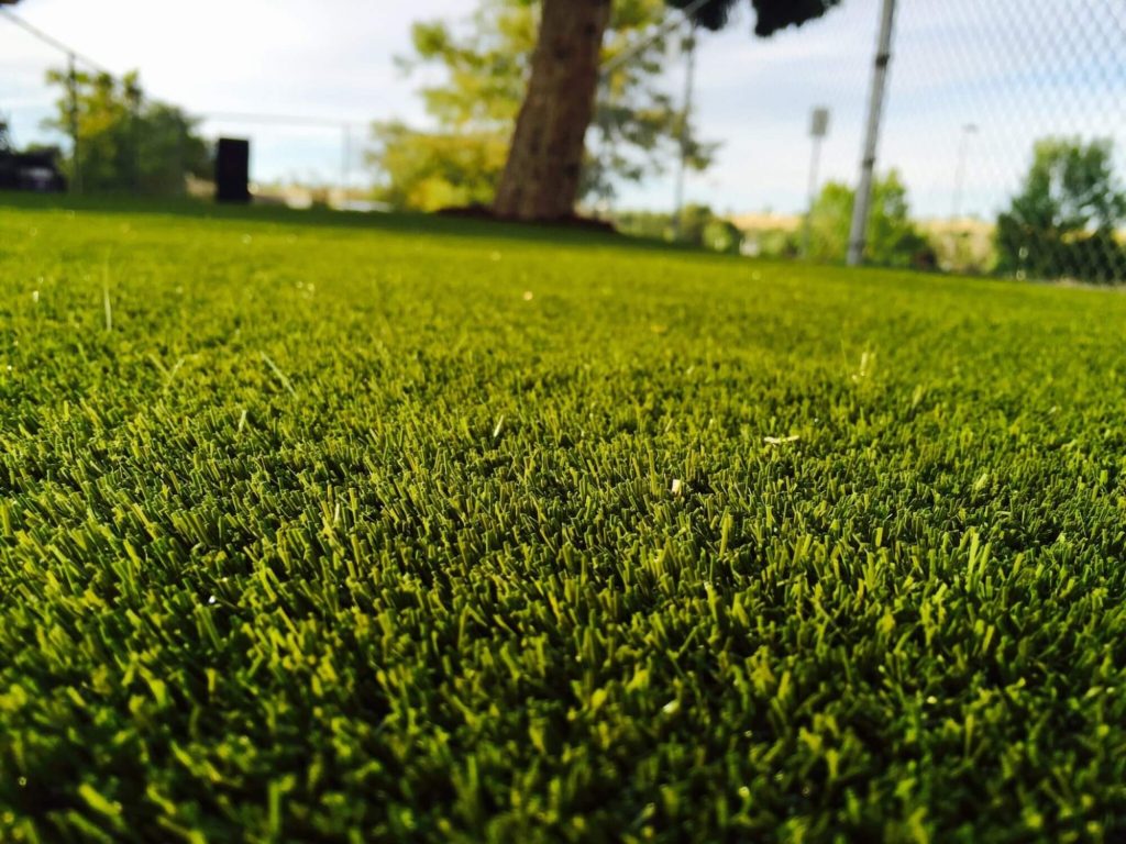 Close up shot of artificial grass installed by SYNLawn