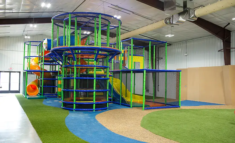 Indoor artificial grass warehouse playground
