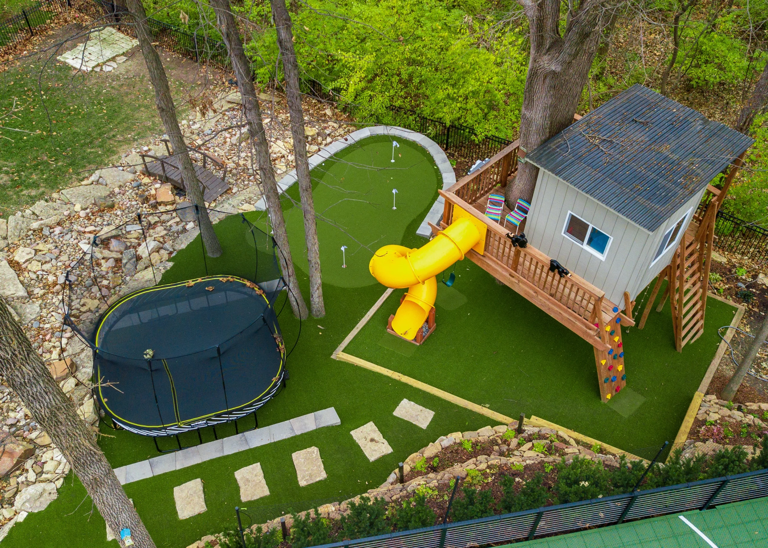 Backyard Playground SYNLawn Indian Backyard Playground Turf Installation